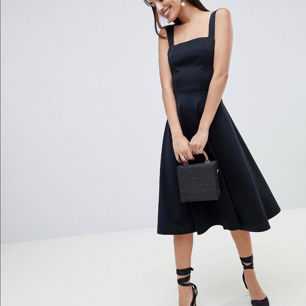 NWT ASOS Square neck black cocktail dress